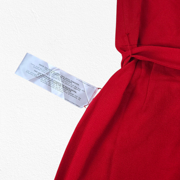 Dress the Population Red Rouge Stevie V Neck Wide Leg Belt Jumpsuit Size Medium - Picture 7 of 16